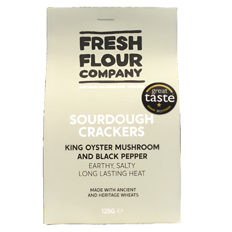 Fresh Flour Company King Oyster Mushroom Black Pepper Sourdough Crackers